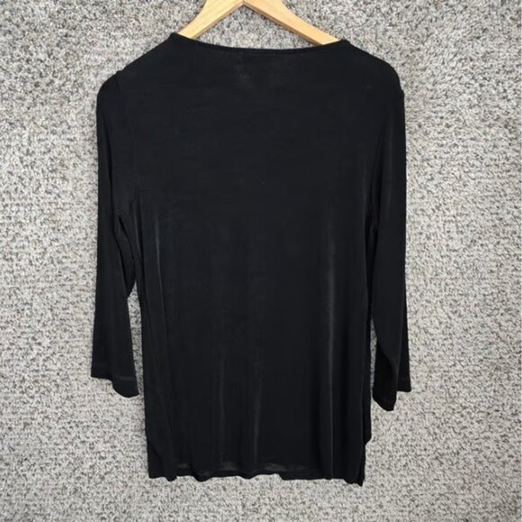 Chicos Travelers Top Womens 1 US Medium Black Slinky V Neck Tunic Stretch Ladies - Picture 3 of 4